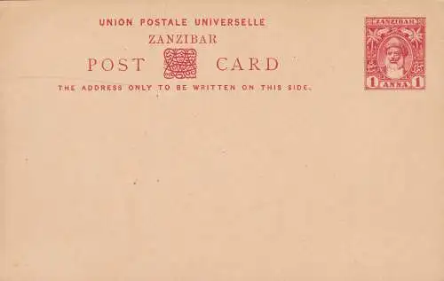 1899 SANSIBAR, POSTKARTE HG 10 1 Anna Rot