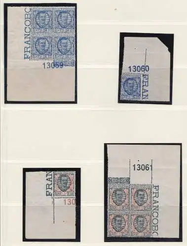 1926 Königreich Italien - Nr. 200/203 Serie mit 4 Werten MNH/** SERIE STUDIE MIT TABELLENNUMMERN, SELTENES SET