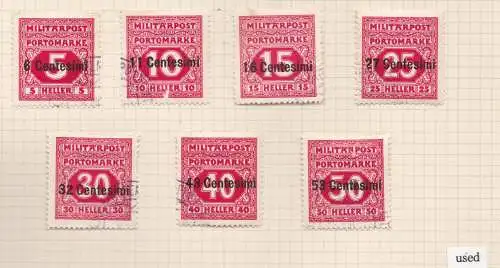 1918 FRIAUL-VENETIEN Occ. Österreich, Steuer-Nr. 1/7 Serie mit 7 Werten GEBRAUCHT