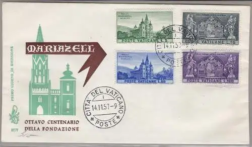 1957 Vatikanstadt, VENETIA Nr. 229/232 Mariazell