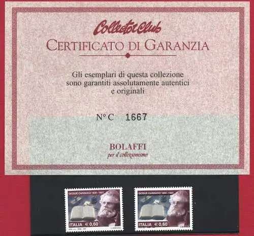 2007 ITALIEN Nr. 2995Da Carducci, verschobener Druck, postfrisch **