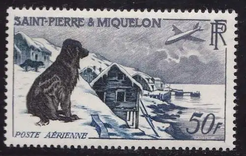 1955 ST. PIERRE ET MIQUELON - PA 24 50f. bistro-schwarz MNH/**