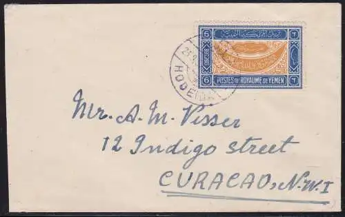 1952 YEMEN (Regn) - SG 34 Brief von Hodeida nach Curacao