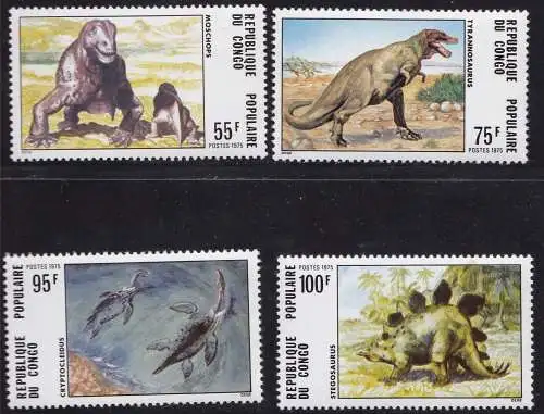 1975 KONGO - Tiere, Yvert Nr. 401/404 Serie mit 4 Werten postfrisch**