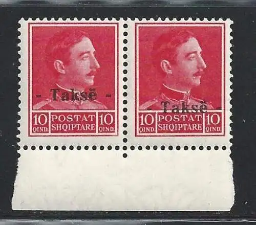 1936 ALBANIEN - Tasse Nr. 34A/34B Paar, zwei Arten von MNH-Aufdruck**