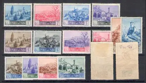 1949-50 SAN MARINO Nr. 342-355 Komplette Serie Landschaften, 6 Werte MH*