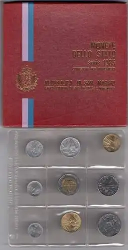 1985 Republik San Marino, Divisionsmünzen, FDC ohne 500 Lire in Silber