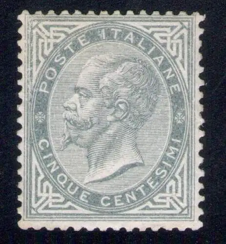 1867 Italia, n. 16T Vittorio Emanuele II - 5 Cent grün - MLH*