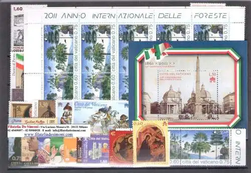 2011 Vatikan, 30 Val + 3 Zettel + 1 Libretto + 1 Minifoglio Foreste - MNH **