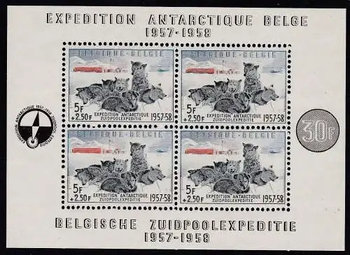 1957 Belgien - Belgische Antarktis-Expedition - Einheitsbogen Nr. 31 - postfrisch **