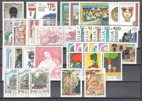 1976 Italien, kompletter Jahrgang 38 Werte (ohne Bf Italia76 - C1) - postfrisch **