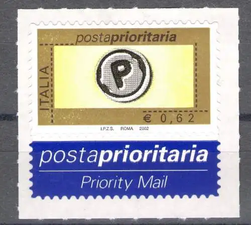 2002 Italien, Priority Post Euro 0,62 gelb schwarz grau Nr. 2633 postfrisch **