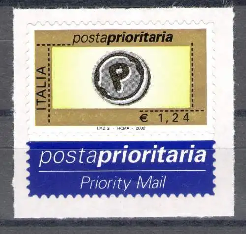 2002 Italien, Priority Posta Euro 1,24 grün gold schwarz grau Nr. 2636 postfrisch **