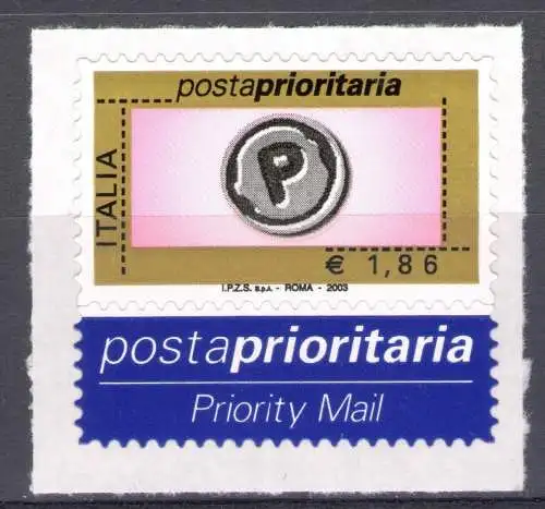 2003 Italien, Priority Post, Euro 1,86 Roségold schwarz grau Nr. 2768 postfrisch **