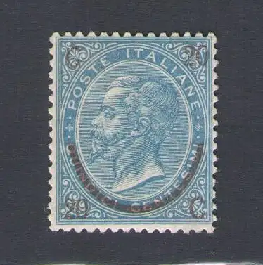 1865 Italien - Königreich, Hufeisen Nr. 24 - 20 Cent auf 15 Cent hellblau, postfrisch **