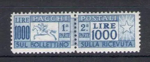 1954 Italien - Republik, Postpakete Lire 1000, Pferd Nr. 81, postfrisch **