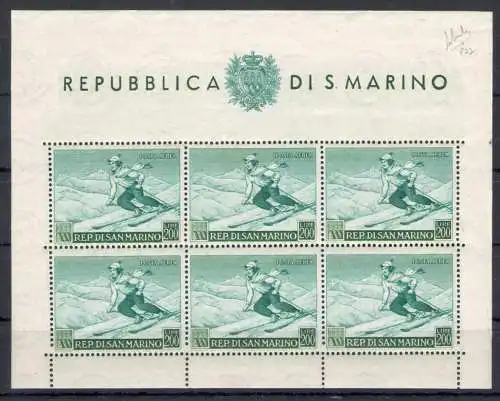 1953 San Marino, Sciatrice Foglietto n. 15 - MNH **