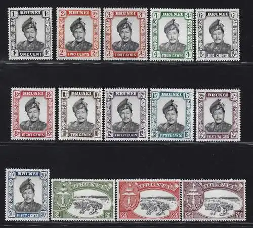 1964-72 Brunei - Stanley Gibbons n. 118a/131 - Carta Smaltata - MNH**