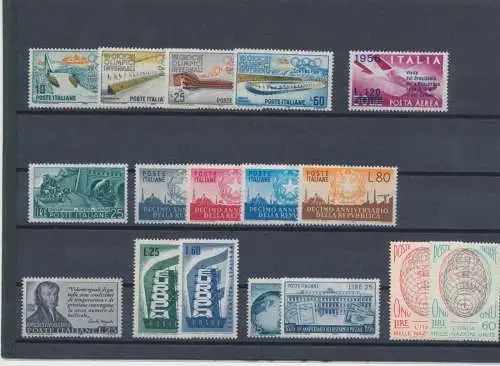 1956 Italia Repubblica, francobolli nuovi, Annata Completa 17 valori, MNH**