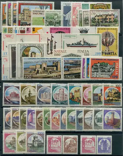 1980 Italia Repubblica, francobolli nuovi, Annata Completa 60 valori - MNH**