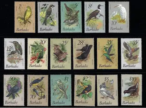 1979 BARBADOS - Uccelli - Yvert n. 472/488, postfrisch**