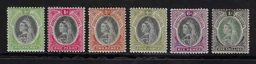 1901-02 Southern Nigeria, Stanley Gibbons n. 1/6, unvollständig, MH*