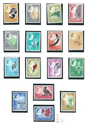 1962-66 SWASILAND - Stanley Gibbons Nr. 90-105 -16 Werte - MNH **