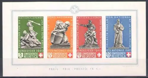 1940 SCHWEIZ, BF Nr. 5, Pro Patria, postfrisch**