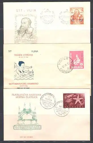 1952 TRIEST B, 3 FDC Nr. 44-55-71, FDC