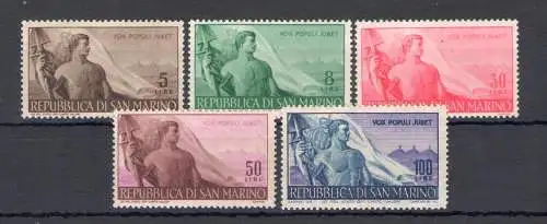 1948 SAN MARINO, Arbeit - Sächsischer Katalog Nr. 336-40 - 5 Werte - postfrisch **