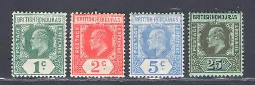 1908-11 British Honduras, Stanley Gibbons n. 95/100 - MH*