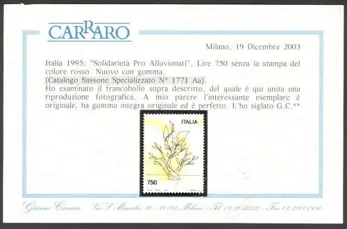 1995 Italia Repubblica, Pro Alluvionati ohne roten Druck, Nr. 2137A - MNH**