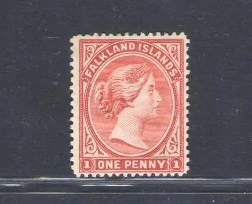 1891-1902 FALKLANDINSELN - 1d. venezianisches Claret Stanley Gibbons n. 22b, MH*