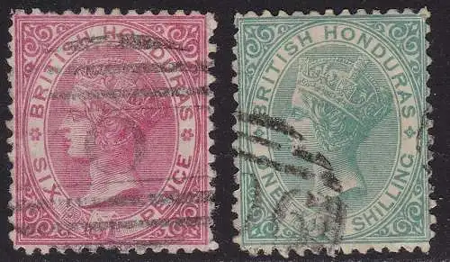 1872-74 BRITISH HONDURAS, SG 9/10 2 Werte GEBRAUCHT