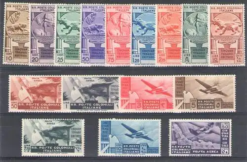 1933 ITALIENISCHE KOLONIEN Cinquantenario Eritreo n. 23/31 + PA 15/21 MNH/**