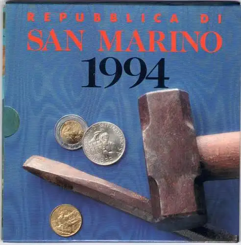 1994 San Marino - Divisionsmünzen - komplette Serie - 1.000 Lire Silber