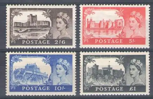 1955 Großbritannien, # 283/286 Waterlow Wasserzeichen, 4 Werte - postfrisch **