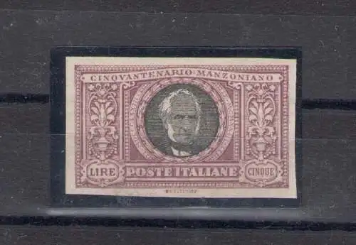 1923 Italia Nr. 156d Manzoni 5 Lire lila und schwarz ungezahnt MNH **