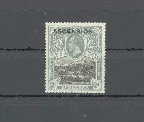 1922 Ascension, Stanley Gibbons n. 4b - Blot on scroll - MLH* - Rare