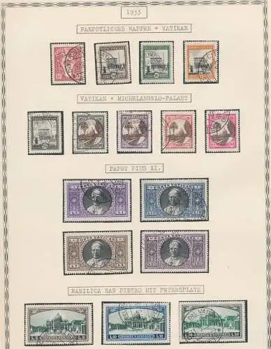 1933 Vatikan, Serie Gärten und Medaillons Nr. 19/34 + E3, E4 gebraucht gut zentriert