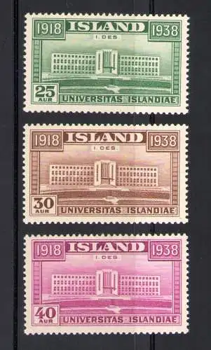 1938 ISLAND, 20. Ann. Selbstverwaltung, Nr. 168-170, postfrisch **