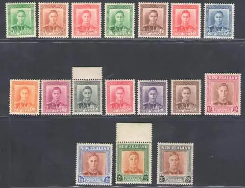 1938-52 Neuseeland, Stanley Gibbons # 603/09+680/89 - postfrisch**