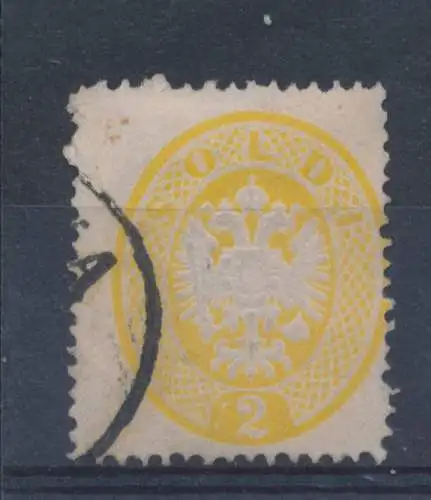 1863 LOMBARDO VENETO, Nr. 36 - 2 gelbes Geld gezähnt 14, gebraucht - gebraucht