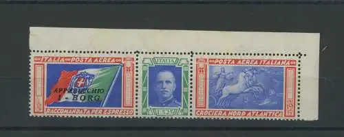 1933 Italien - Königreich - Luftpost Nr. 51 Da - Borg Triptychon mit Büschelsorte, postfrisch ** Signatur Giulio Bolaffi