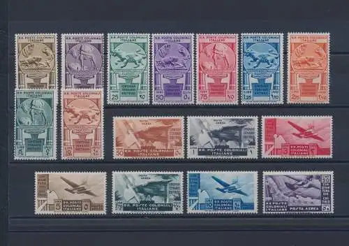 1933 Italienische Kolonien, Allgemeine Ausgaben, 50 Jahre Eritreo, 16 Werte Nr. 23/31 +A 15/21 Top Qualität - postfrisch**