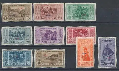 1932 Ägäis, Simi, Garibaldi, n. 17/26, 10 Werte, postfrisch**