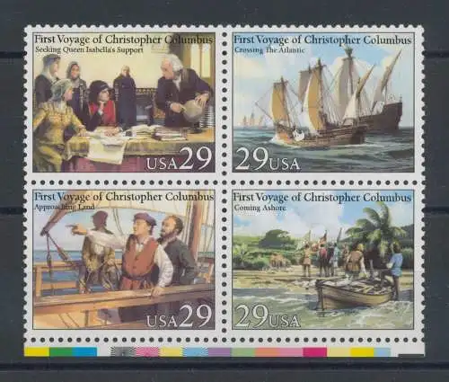 1992 USA - 1492-1992 The Voyages of Columbus - Gemeinschaftsausgabe 4 Werte mit Nr. 2012/2015 - postfrisch**