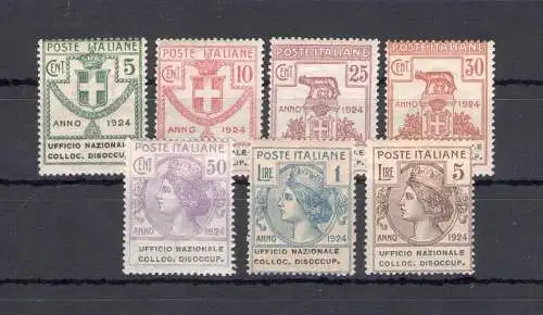 1924 Italien, halbstaatliche Körperschaften, komplette Serie 62/68,7 Werte, Nationales Büro für Arbeitslosenvermittlung, postfrisch **