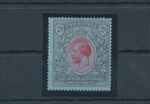 1921 Ostafrika und Uganda - Stanley Gibbons Nr. 72 - 2 Rupie rot und schwarz blau - postfrisch **