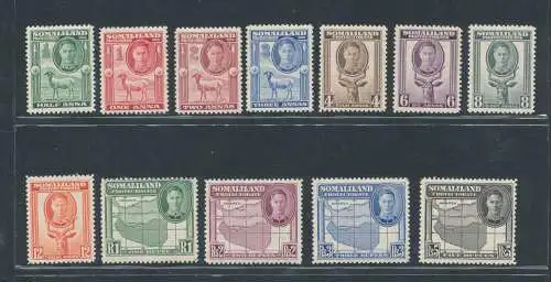 1942 Somaliland - Bildnis Georg VI., Stanley Gibbons Nr. 105/116 - 12 Werte - postfrisch**